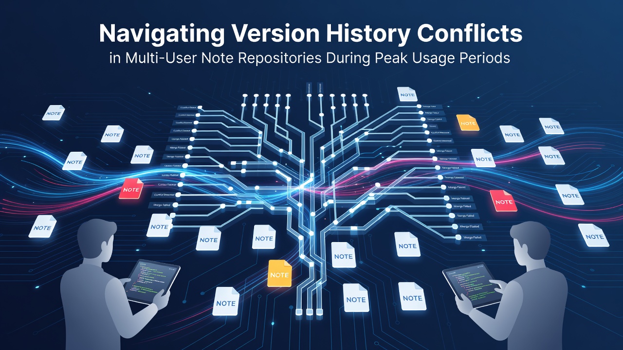 Navigating Version History Conflicts in Multi-User Note Repositories During Peak Usage Periods